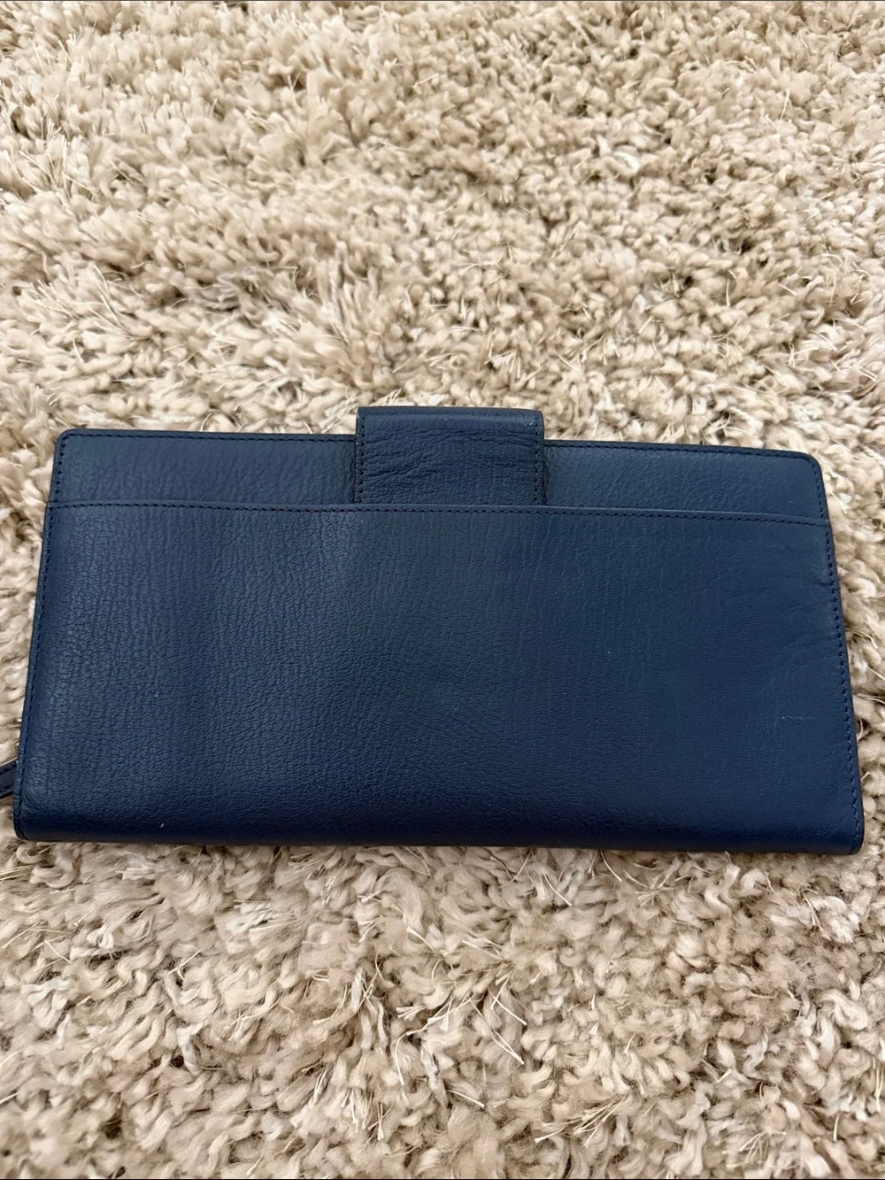 Michael Kors Navy Leather Wallet with Silver Turnlock Plate
